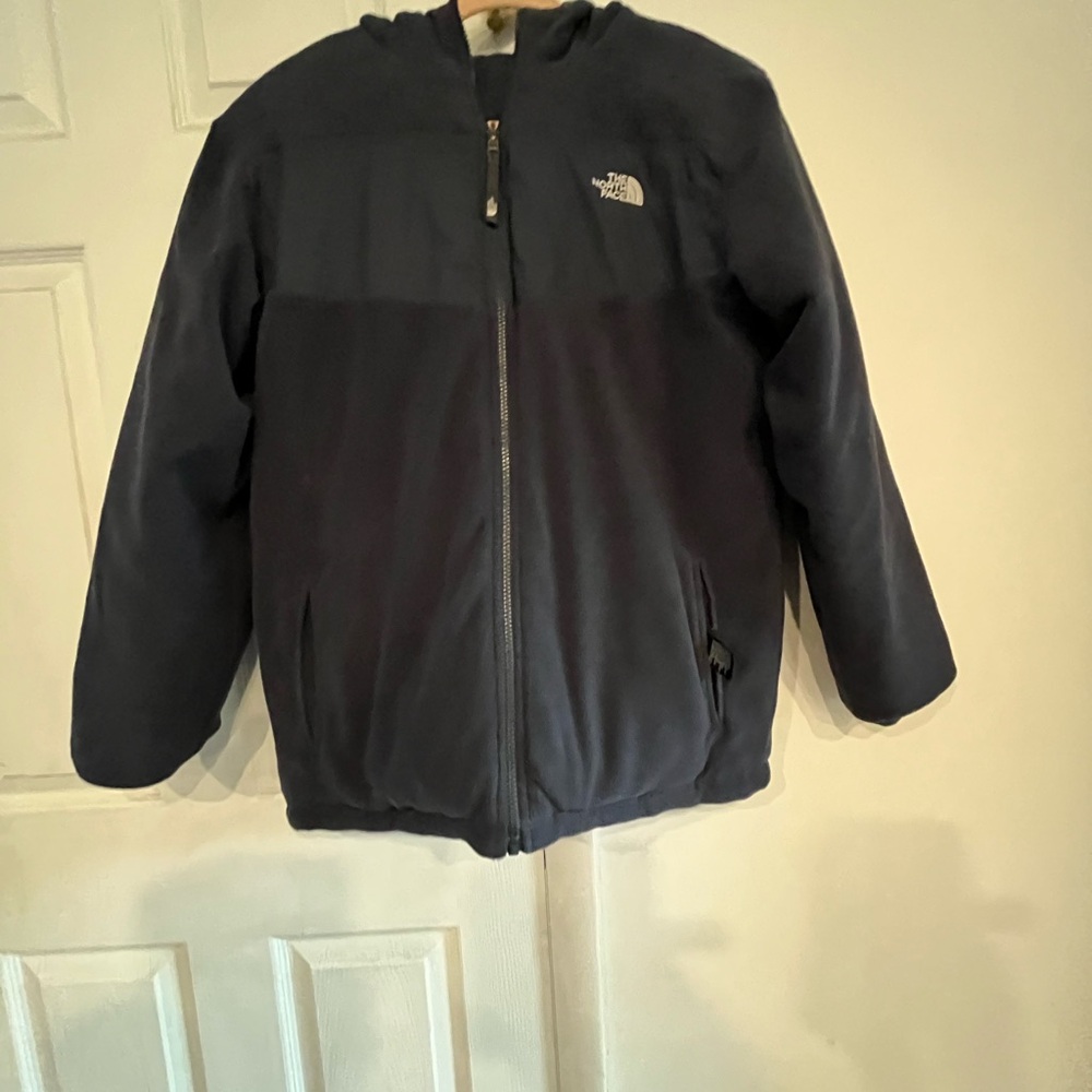 The North Face Kids BLACK Hooded Puffer Jacket XL 18/20  REVERSIBLE WITH HOOD